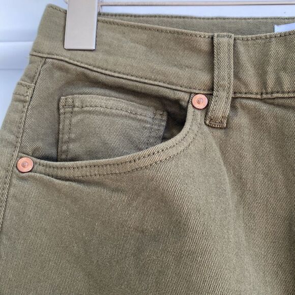 LOFT Ann Taylor High‎ -Rise Button Front Skinny Ankle Jean Olive Size 2 NWT - Picture 7 of 14